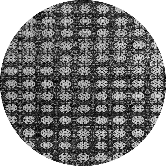 Round Machine Washable Abstract Gray Modern Rug, wshabs4869gry