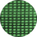 Round Abstract Emerald Green Modern Rug, abs4869emgrn