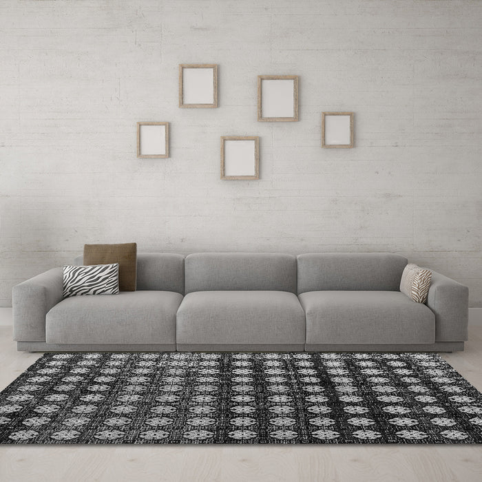 Machine Washable Abstract Gray Modern Rug in a Living Room,, wshabs4869gry