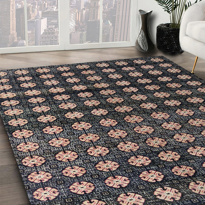 Machine Washable Abstract Rosy Pink Rug in a Family Room, wshabs4869