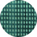 Round Abstract Turquoise Modern Rug, abs4869turq