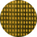 Round Abstract Yellow Modern Rug, abs4869yw