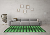 Machine Washable Abstract Emerald Green Modern Rug, wshabs4869emgrn