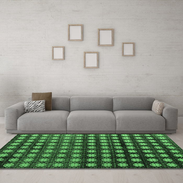 Machine Washable Abstract Emerald Green Modern Area Rugs in a Living Room,, wshabs4869emgrn