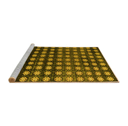 Sideview of Machine Washable Abstract Yellow Modern Rug, wshabs4869yw