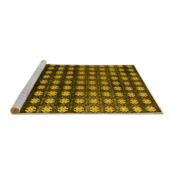 Sideview of Machine Washable Abstract Yellow Modern Rug, wshabs4869yw