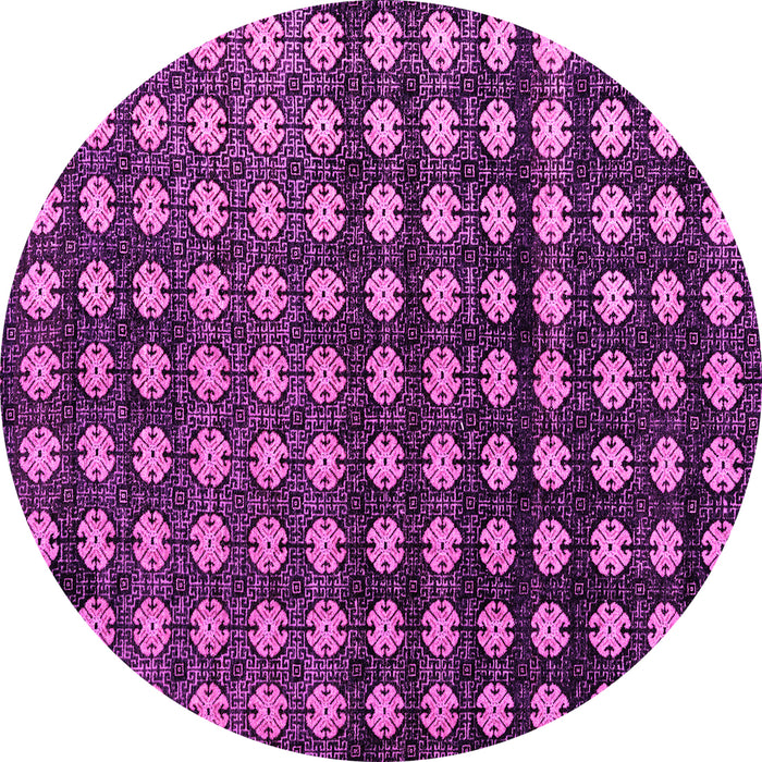 Round Machine Washable Abstract Pink Modern Rug, wshabs4869pnk
