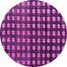 Round Machine Washable Abstract Pink Modern Rug, wshabs4869pnk