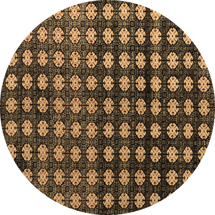Round Machine Washable Abstract Brown Modern Rug, wshabs4869brn