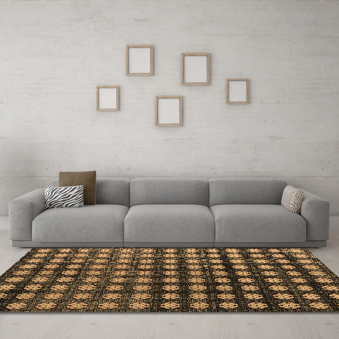Machine Washable Abstract Brown Modern Rug in a Living Room,, wshabs4869brn