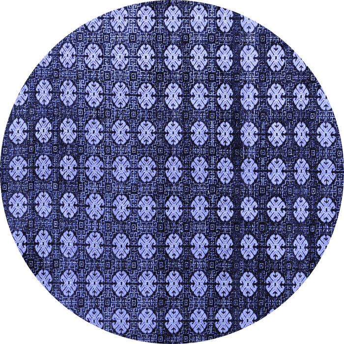 Round Abstract Blue Modern Rug, abs4869blu