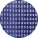 Round Abstract Blue Modern Rug, abs4869blu