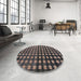 Round Abstract Pink Modern Rug in a Office, abs4869