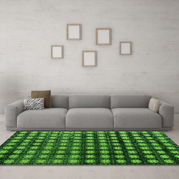 Machine Washable Abstract Green Modern Area Rugs in a Living Room,, wshabs4869grn