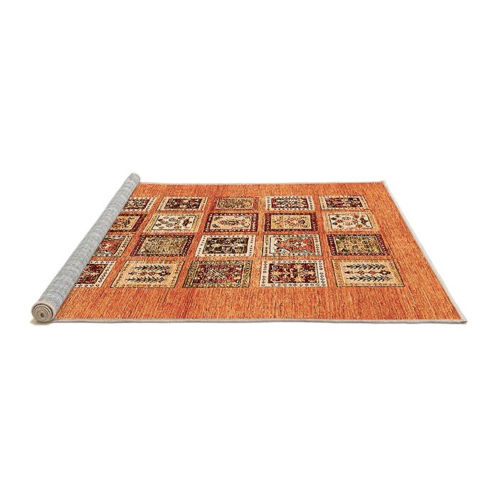 Sideview of Machine Washable Abstract Orange Modern Area Rugs, wshabs486org
