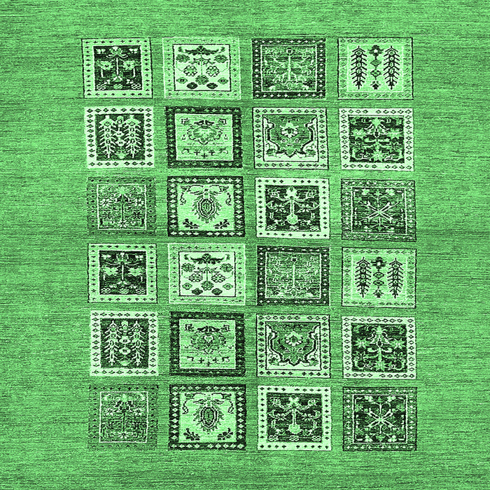 Square Machine Washable Abstract Emerald Green Modern Area Rugs, wshabs486emgrn