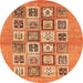 Round Abstract Orange Modern Rug, abs486org