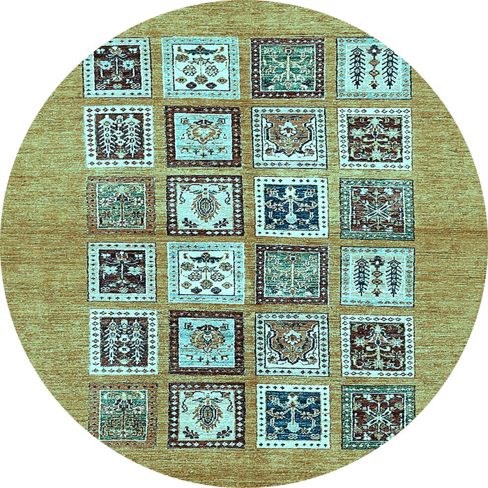 Round Abstract Light Blue Modern Rug, abs486lblu