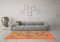 Machine Washable Abstract Orange Modern Rug, wshabs486org