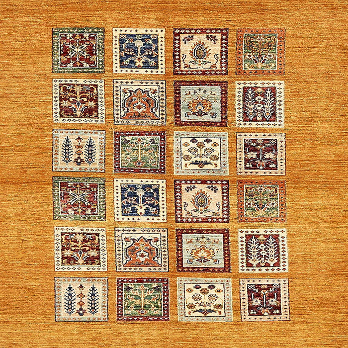 Square Abstract Yellow Orange Modern Rug, abs486