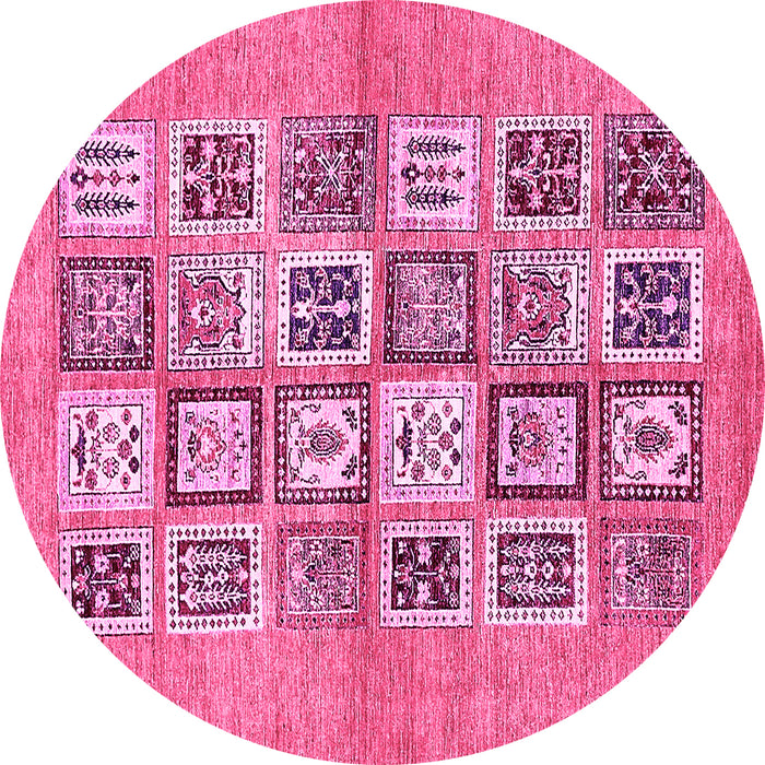Round Abstract Pink Modern Rug, abs486pnk