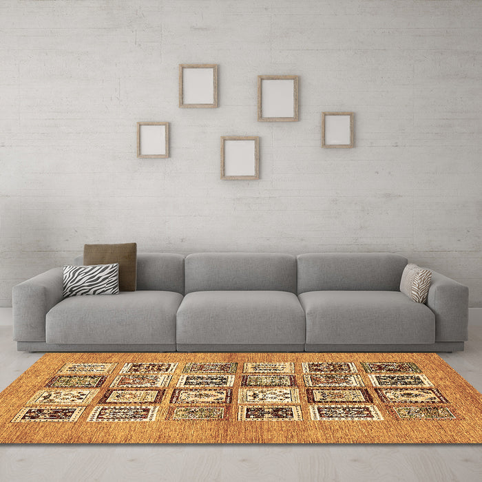 Machine Washable Abstract Brown Modern Rug in a Living Room,, wshabs486brn