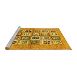Sideview of Machine Washable Abstract Yellow Modern Rug, wshabs486yw