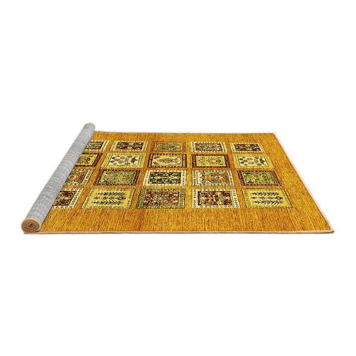 Sideview of Machine Washable Abstract Yellow Modern Rug, wshabs486yw