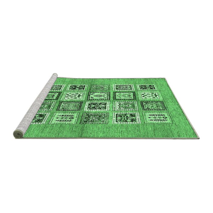 Sideview of Machine Washable Abstract Emerald Green Modern Area Rugs, wshabs486emgrn