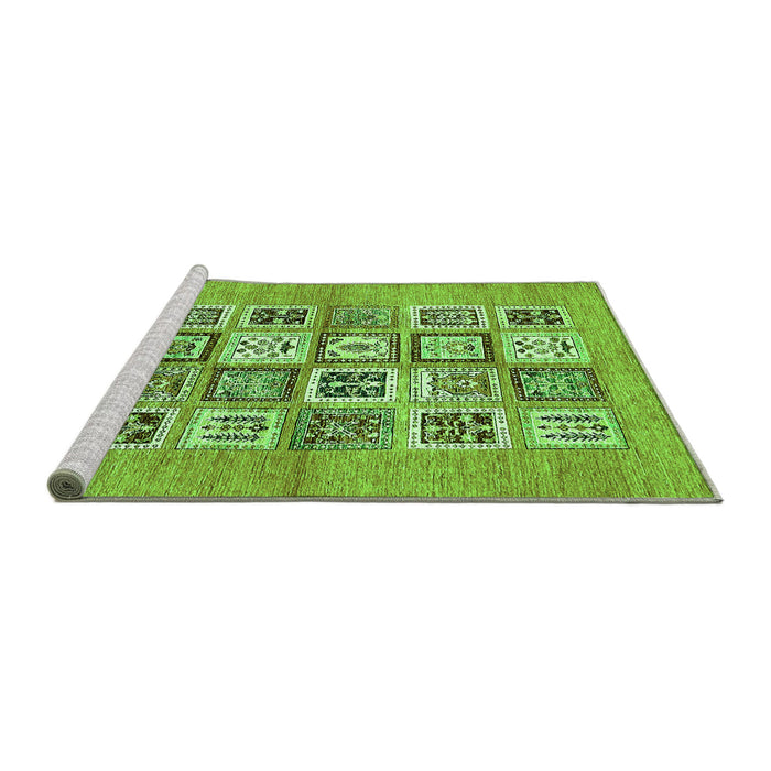 Sideview of Machine Washable Abstract Green Modern Area Rugs, wshabs486grn