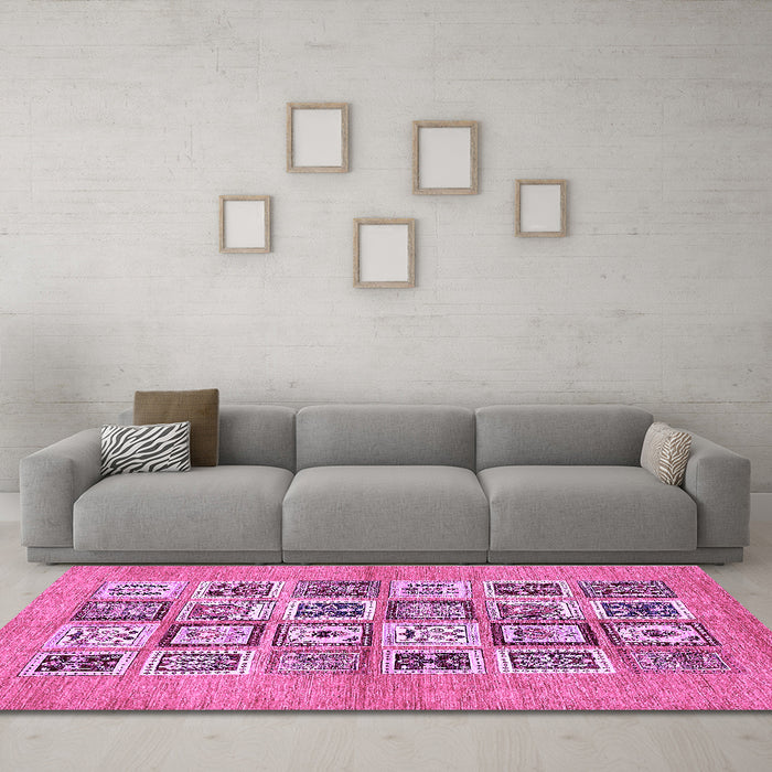 Machine Washable Abstract Purple Modern Area Rugs in a Living Room, wshabs486pur