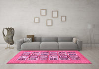 Machine Washable Abstract Pink Modern Rug, wshabs486pnk