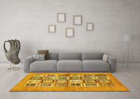 Machine Washable Abstract Yellow Modern Rug, wshabs486yw