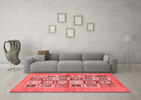 Machine Washable Abstract Red Modern Rug, wshabs486red