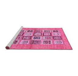Sideview of Machine Washable Abstract Pink Modern Rug, wshabs486pnk
