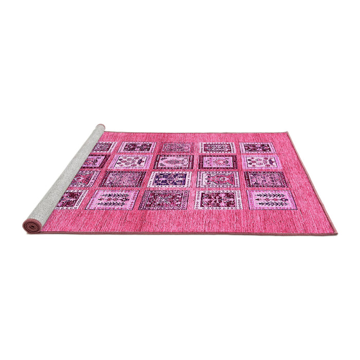 Sideview of Machine Washable Abstract Pink Modern Rug, wshabs486pnk