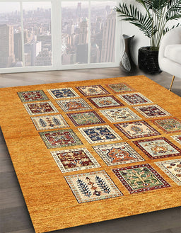Machine Washable Abstract Yellow Orange Rug in a Family Room, wshabs486
