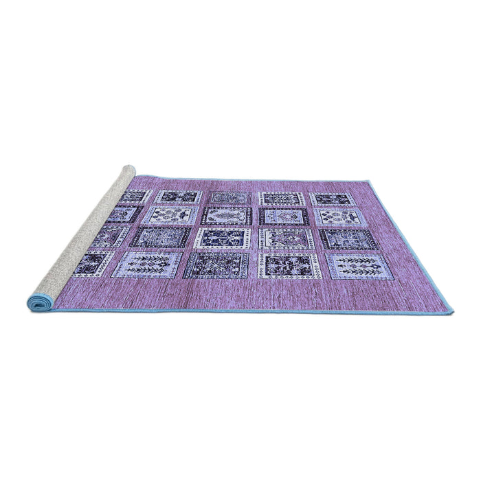 Sideview of Machine Washable Abstract Blue Modern Rug, wshabs486blu