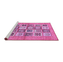 Sideview of Machine Washable Abstract Purple Modern Area Rugs, wshabs486pur
