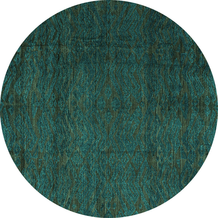 Round Abstract Turquoise Modern Rug, abs4870turq