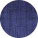 Round Abstract Blue Modern Rug, abs4870blu