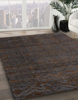 Abstract Burgundy Brown Modern Rug in Family Room, abs4870