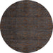 Round Abstract Burgundy Brown Modern Rug, abs4870