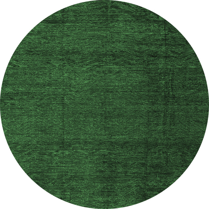 Round Machine Washable Abstract Emerald Green Modern Area Rugs, wshabs4870emgrn