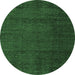 Round Machine Washable Abstract Emerald Green Modern Area Rugs, wshabs4870emgrn