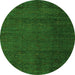 Round Abstract Green Modern Rug, abs4870grn