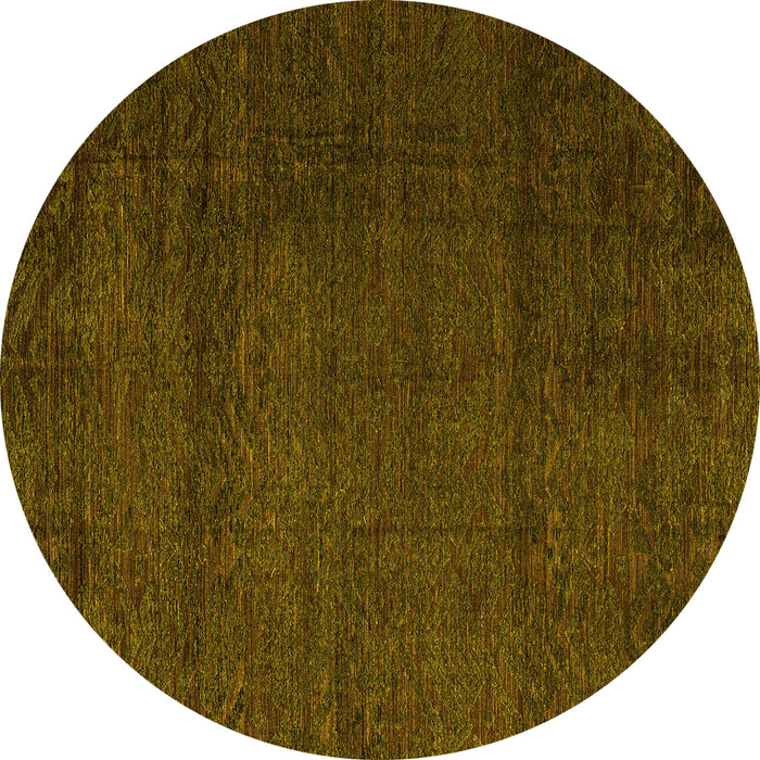 Round Abstract Yellow Modern Rug, abs4870yw