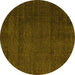 Round Abstract Yellow Modern Rug, abs4870yw