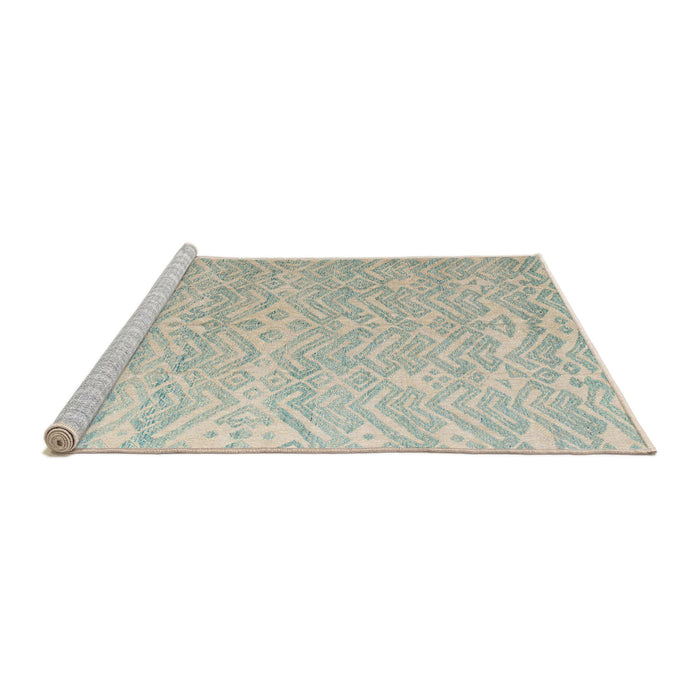 Sideview of Machine Washable Abstract Sage Green Rug, wshabs4871