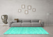 Machine Washable Abstract Turquoise Modern Area Rugs in a Living Room,, wshabs4871turq